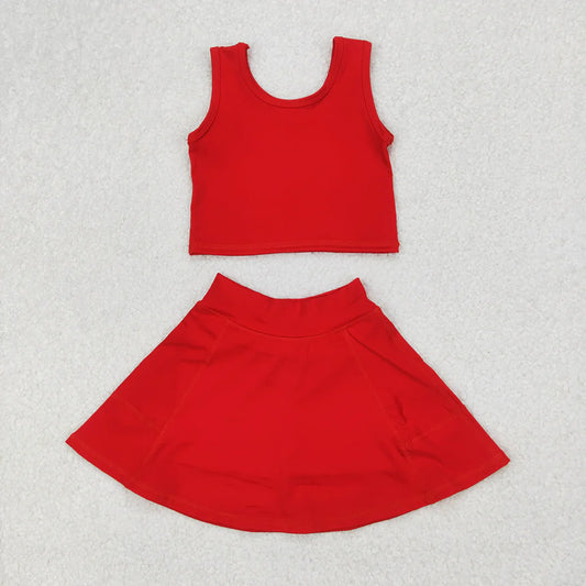 Toddler Girls Red Sleeveless Top & Skort Active Outfit