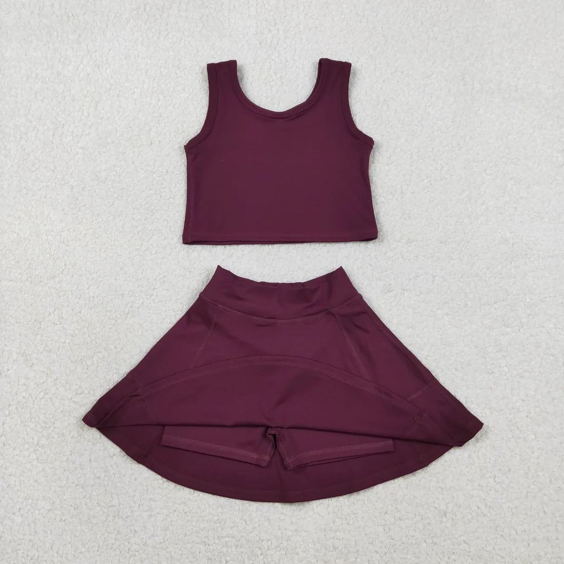 Toddler Girls Maroon Sleeveless Top & Skort Active Outfit