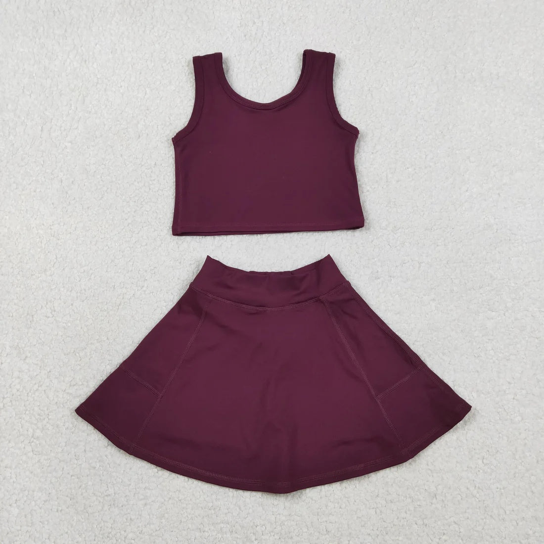 Toddler Girls Maroon Sleeveless Top & Skort Active Outfit