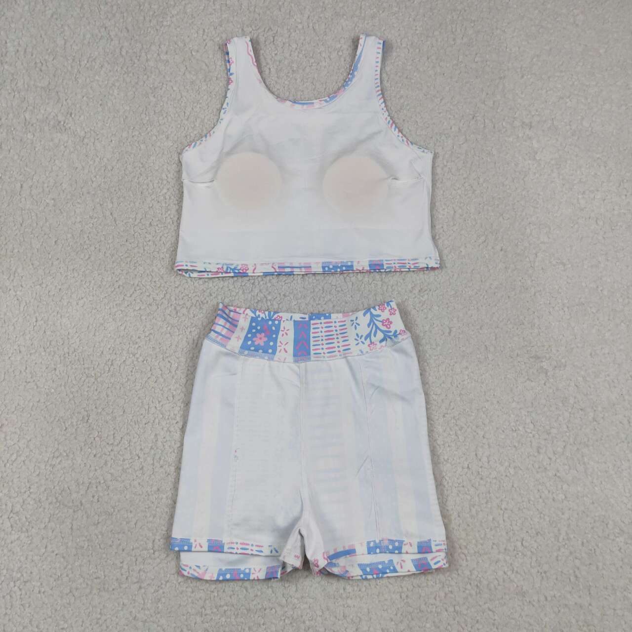 GSD1995 Small Flowers Tank Top Skort Girls Summer Yoga Clothes Set