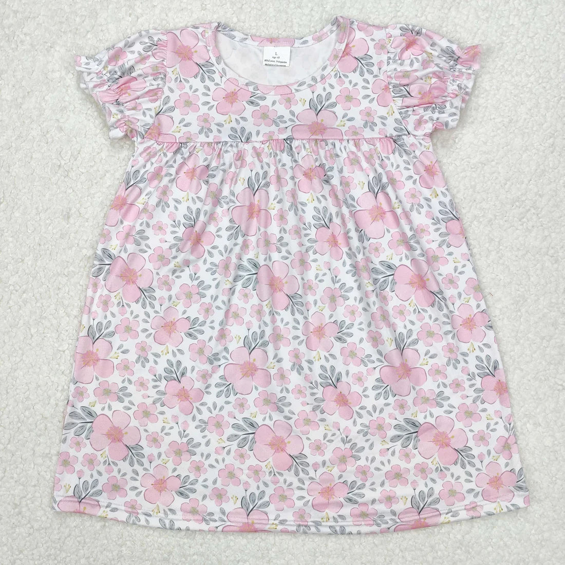 Sibling Baby Girls Flowers Plaid Short Ruffle Sleeve Knee Length Dresses