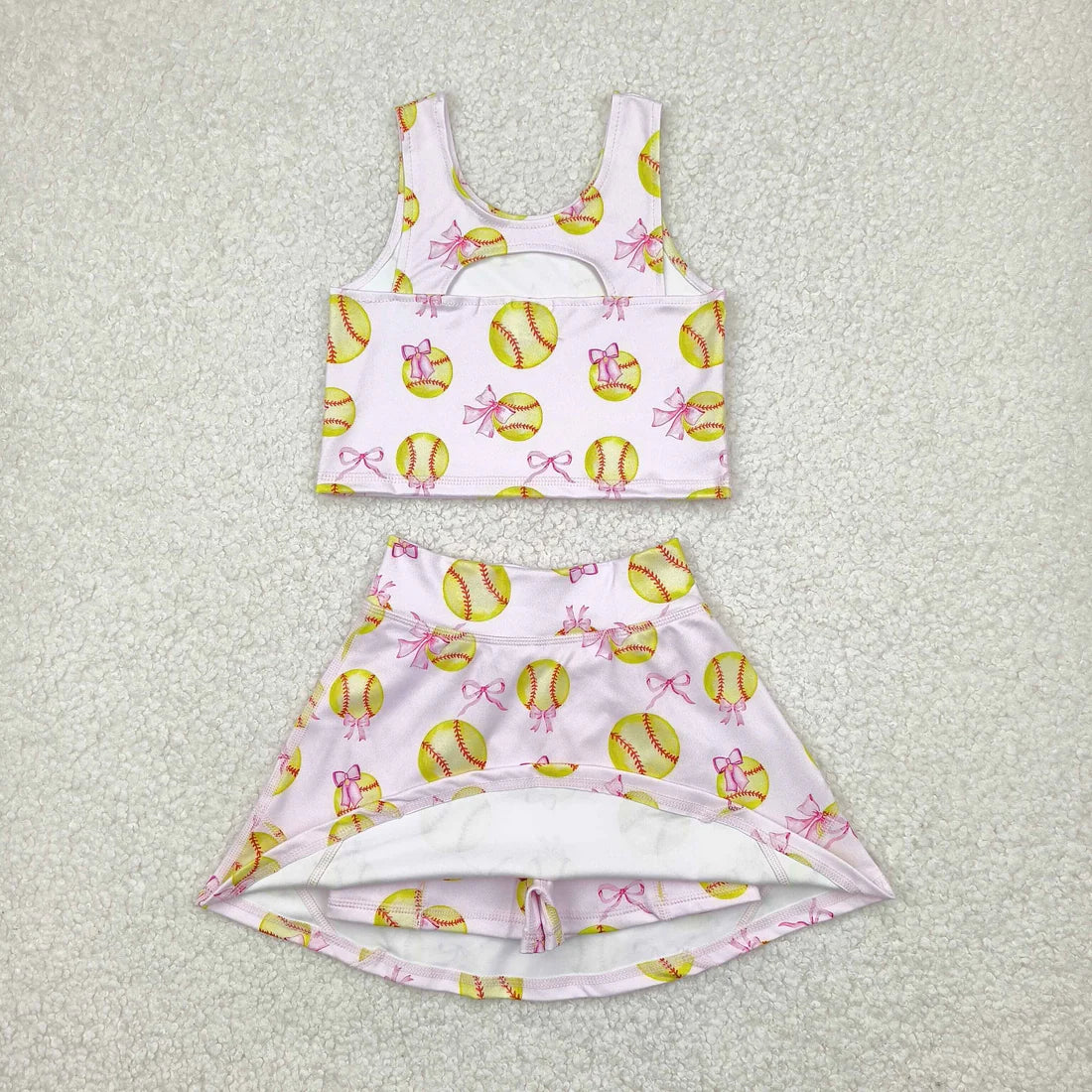 Sibling Baby Girls Football Baseball Cheer Yoga Active Wear Top Shorts Skirts Clothes Sets