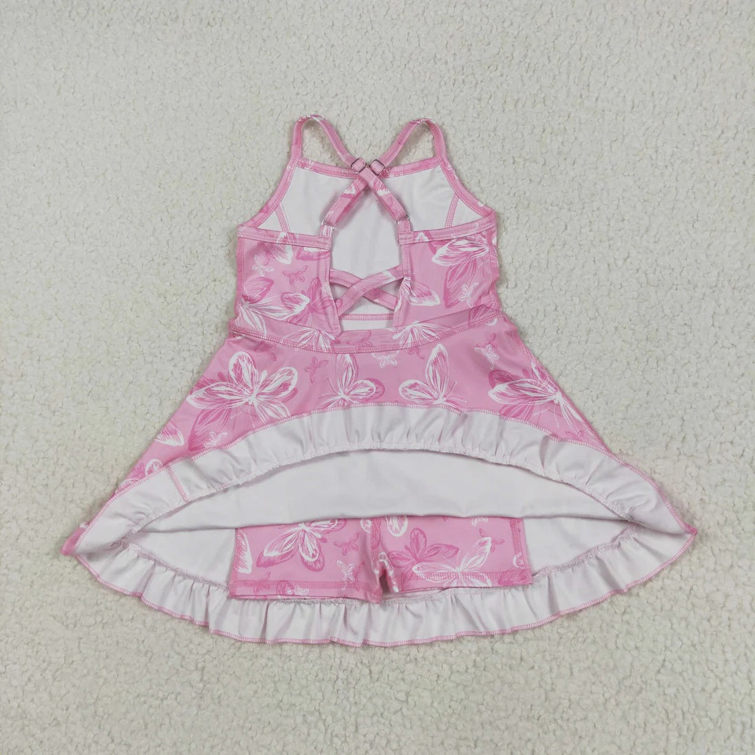 Girls Floral Halter Active Dress with Built-in Shorts - Toddler Summer Sporty Skort