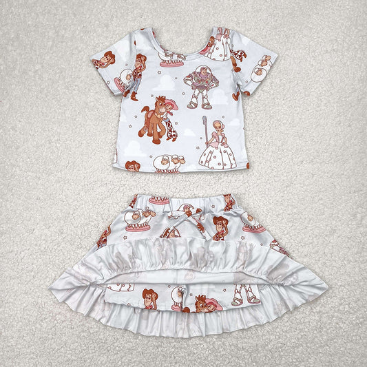 Baby Girls Cartoon Donkey Stars Top Skirts Sets