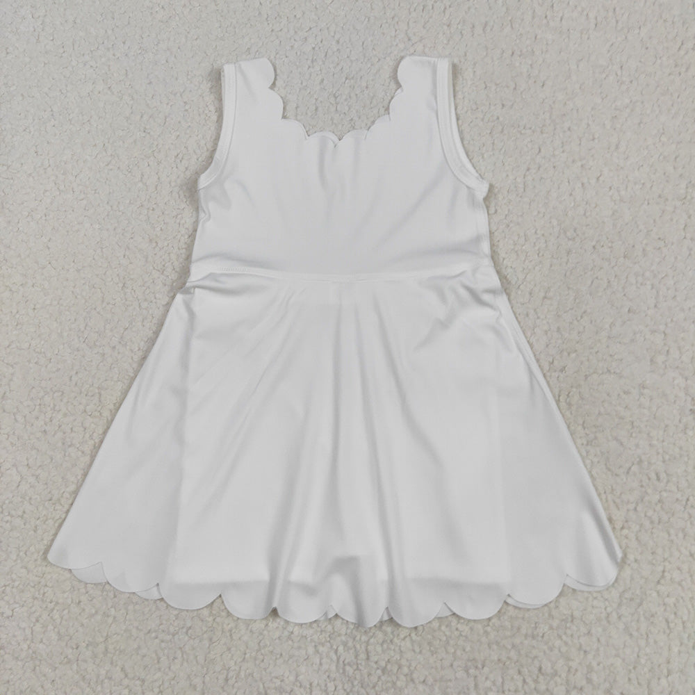 6 Colors Baby Girls Scallop Yoga Sleeveless Shorts Dresses Sisters Activity Wear