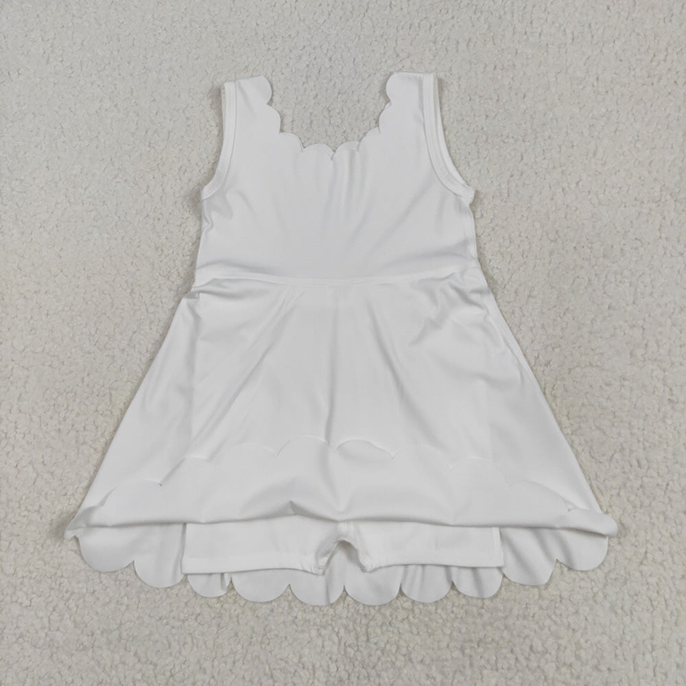 6 Colors Baby Girls Scallop Yoga Sleeveless Shorts Dresses Sisters Activity Wear