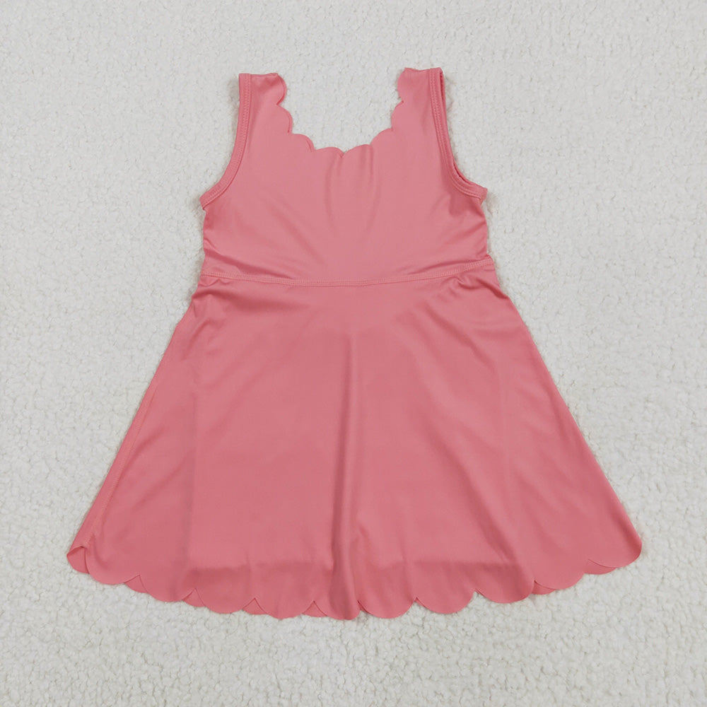 6 Colors Baby Girls Scallop Yoga Sleeveless Shorts Dresses Sisters Activity Wear