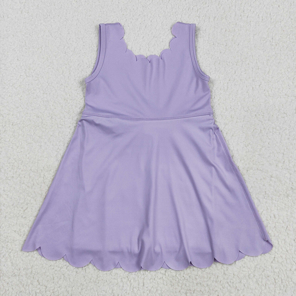 6 Colors Baby Girls Scallop Yoga Sleeveless Shorts Dresses Sisters Activity Wear