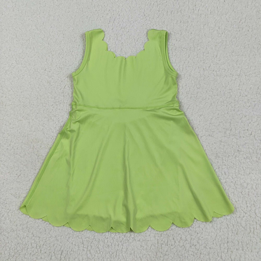 6 Colors Baby Girls Scallop Yoga Sleeveless Shorts Dresses Sisters Activity Wear