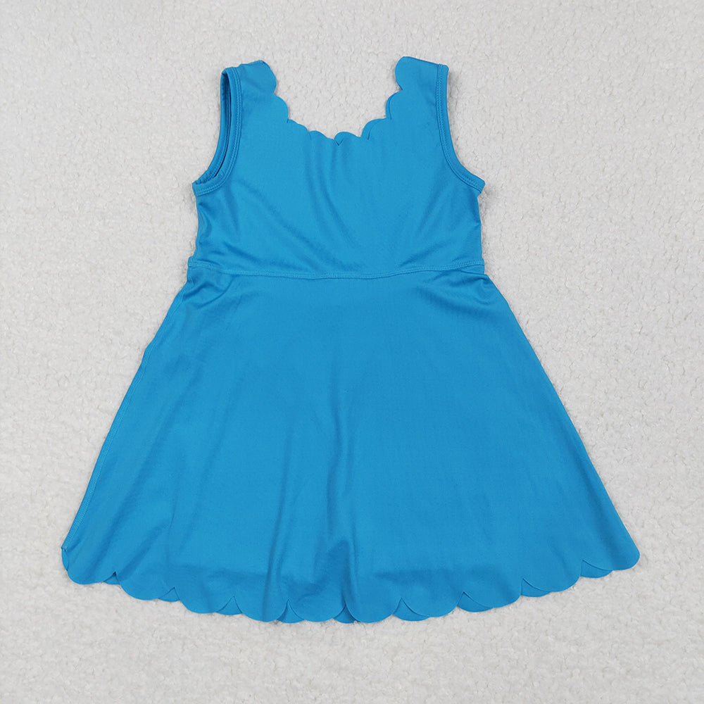 6 Colors Baby Girls Scallop Yoga Sleeveless Shorts Dresses Sisters Activity Wear