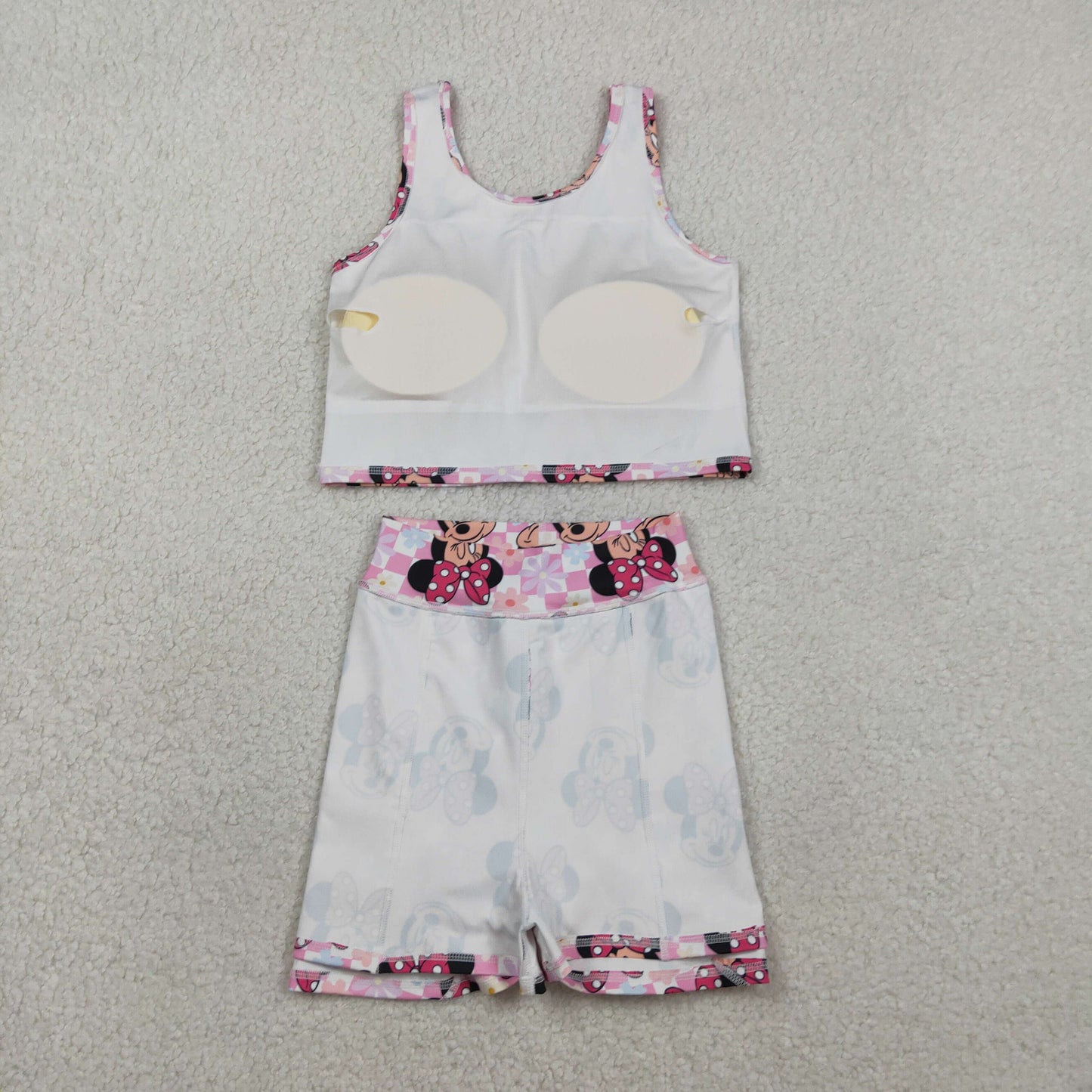Sibling Baby Girls Cartoon Vest Top Skirt Shorts Yoga Activity Wear Clothes Sets