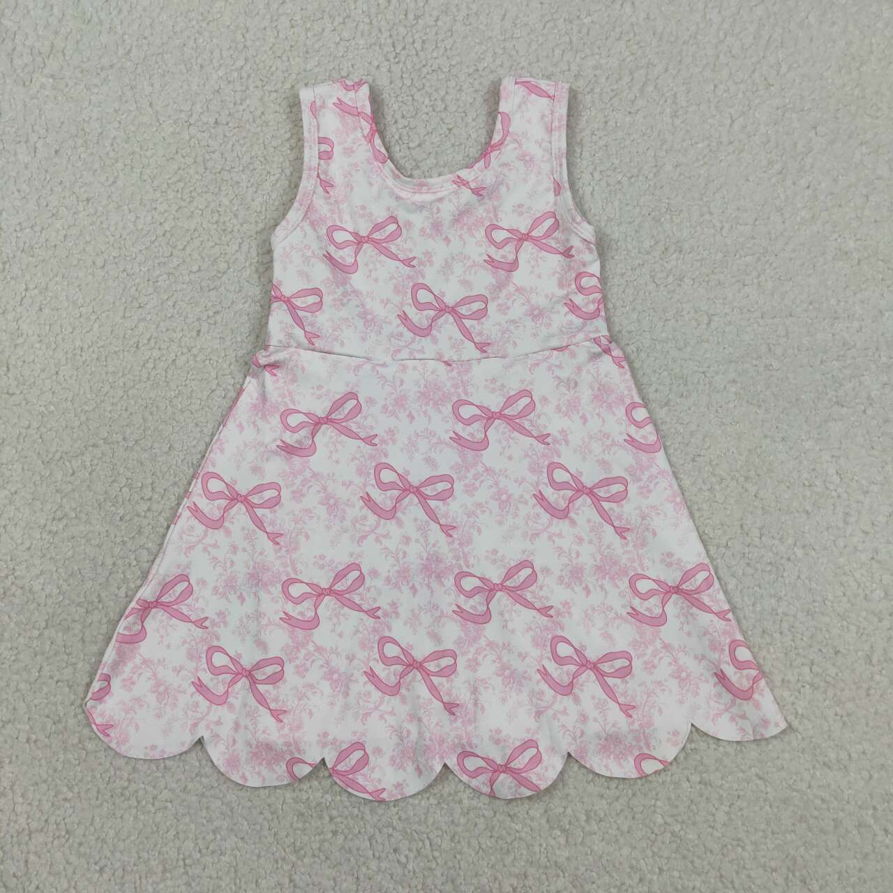 Baby Girls Pink Bows Floral Activity Wear Yoga Short Skort Knee Length Dresses