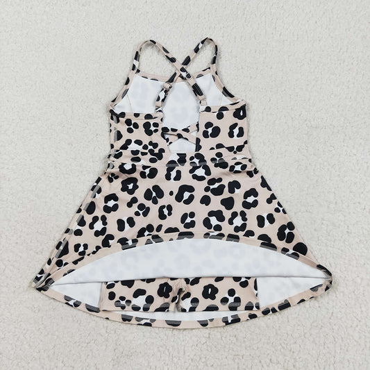 GSD2650 Leopard Strap Ruffle Baby Girls Summer Yoga Dress