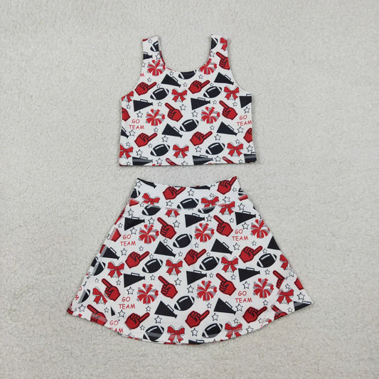 Sibling Baby Girls Go Team Football Cheer Bows Skorts Yoga Active Set Pajamas Sets