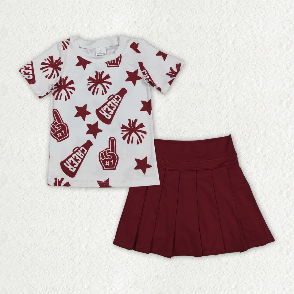 7 Colors Teams Cheer Stars Top Yoga Skort Girls Summer Active Clothes Set Sisters Styles