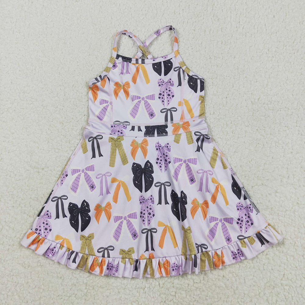 GSD2737  Colorful Bows Baby Girls Active Halloween Strap Yoga Dress