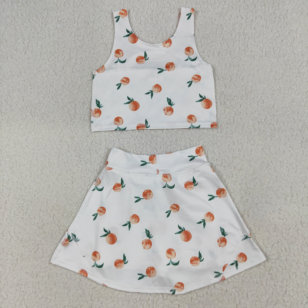 6 Print Tank Top Skirts Shorts Girls Summer Yoga Clothes Set Sibling Wear