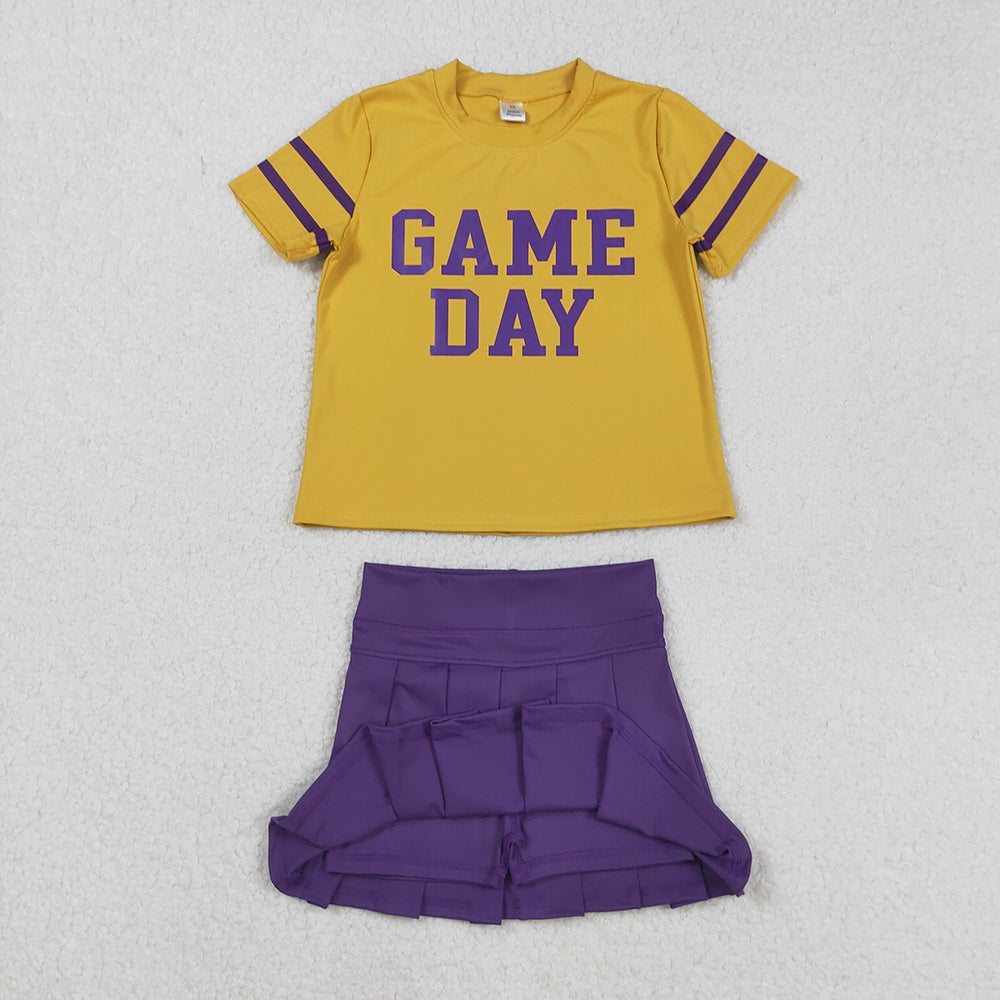 8 Colors Teams Game Day Top Skort Girls Summer Active Clothes Set Sisters Yoga Styles