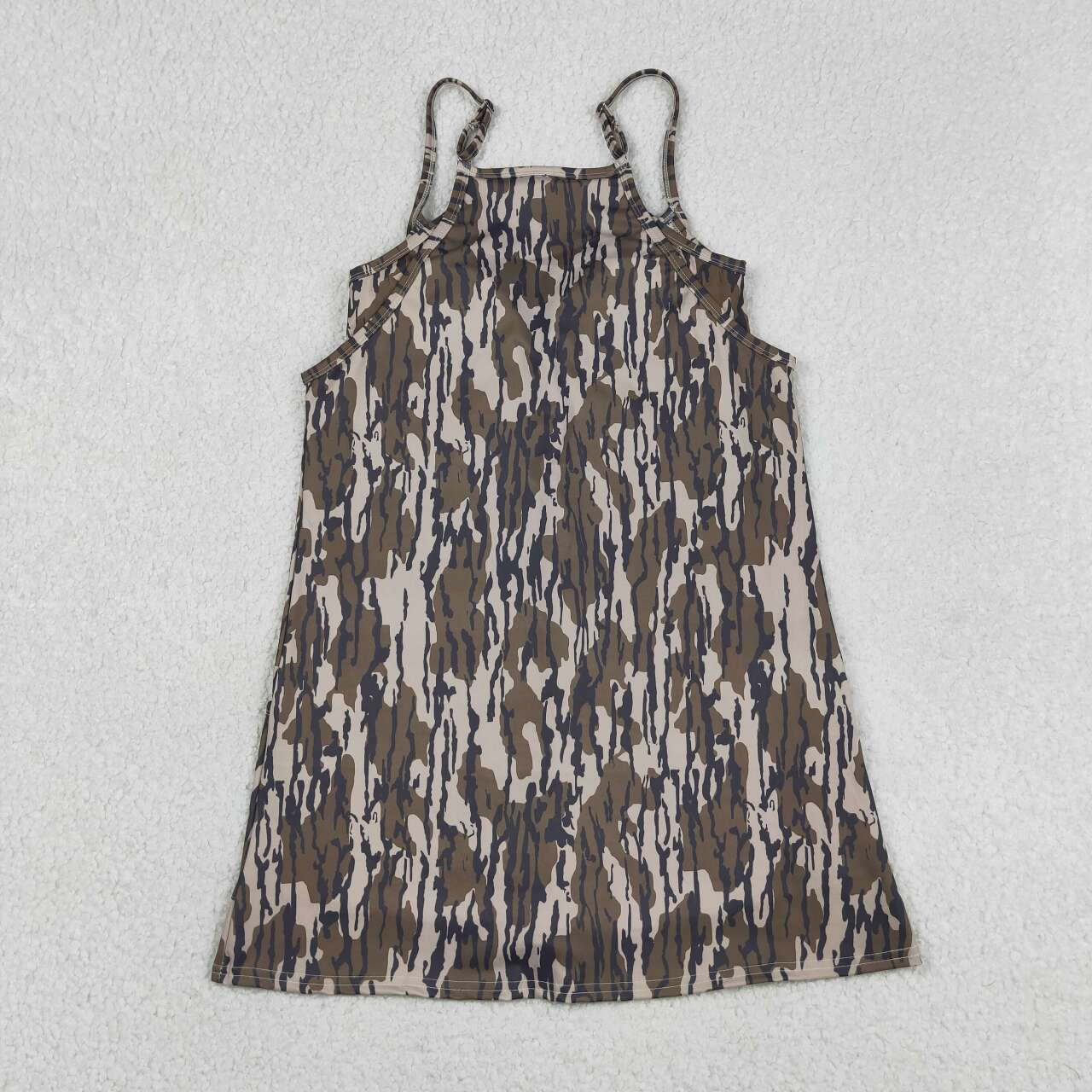 Adult Size Women Green Camo Strap Active Dress Romper With Pocket