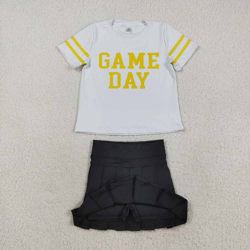 8 Colors Teams Game Day Top Skort Girls Summer Active Clothes Set Sisters Yoga Styles