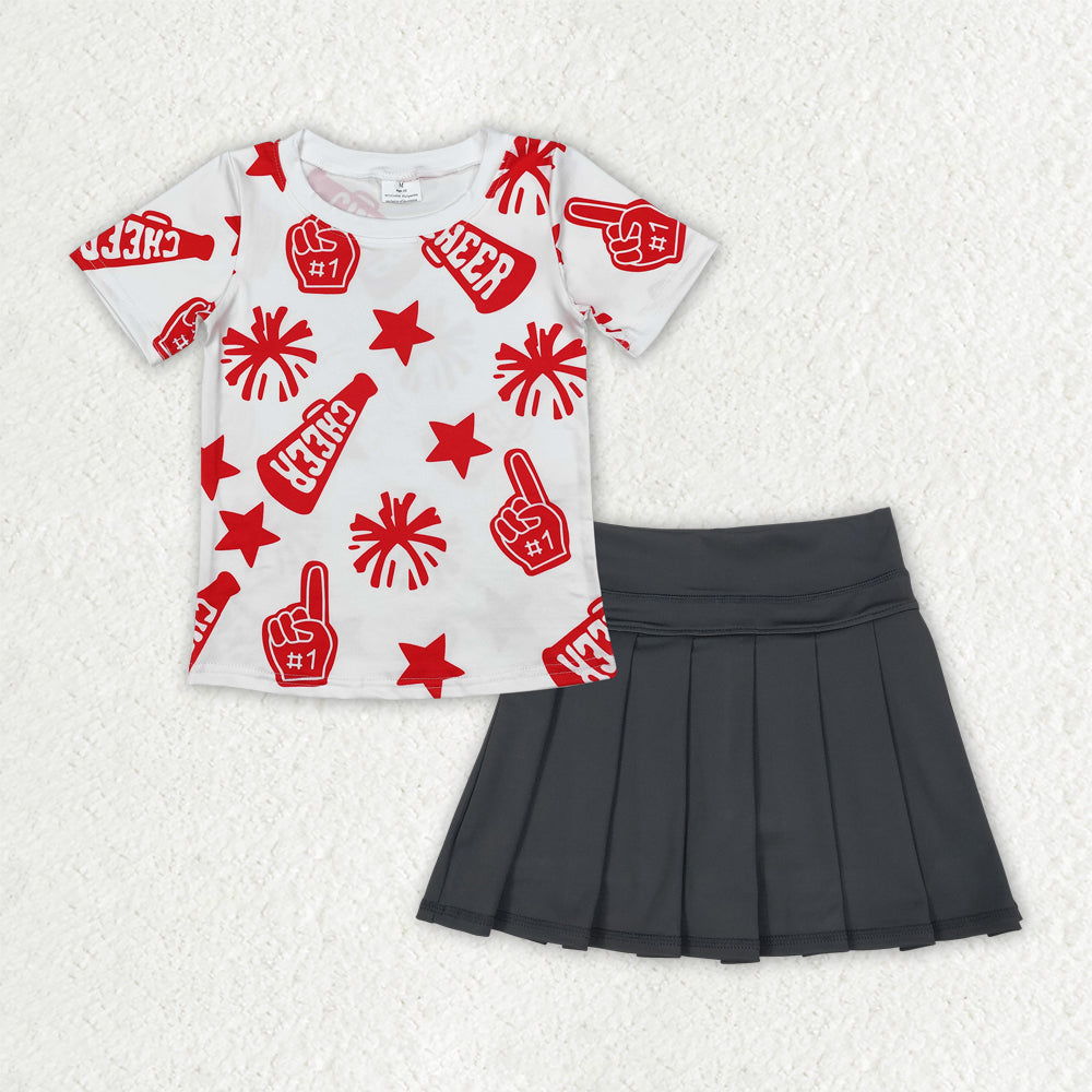 7 Colors Teams Cheer Stars Top Yoga Skort Girls Summer Active Clothes Set Sisters Styles