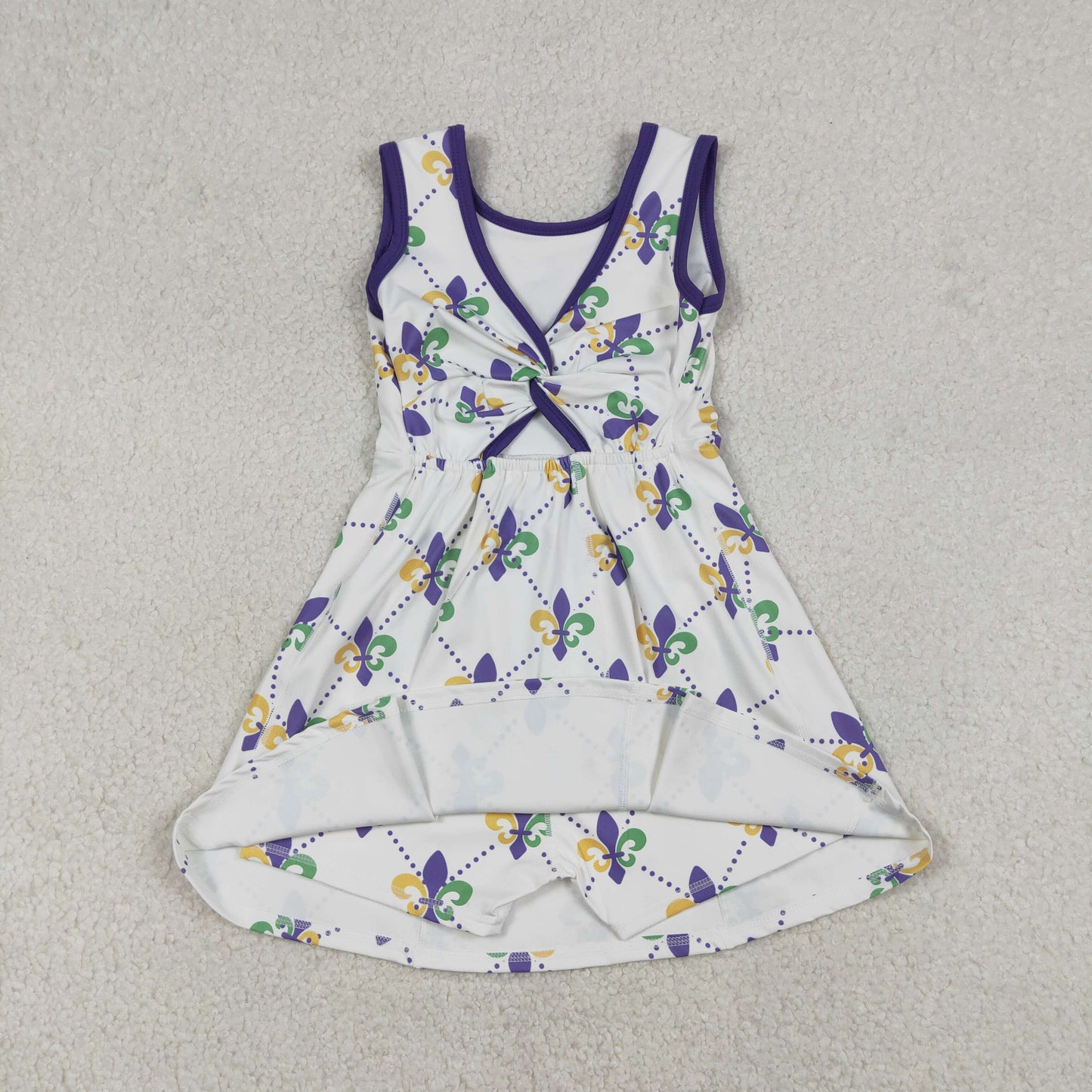 Sibling Baby Girls Sleeveless Mardigras Yoga Active Shorts Knee Length Dresses