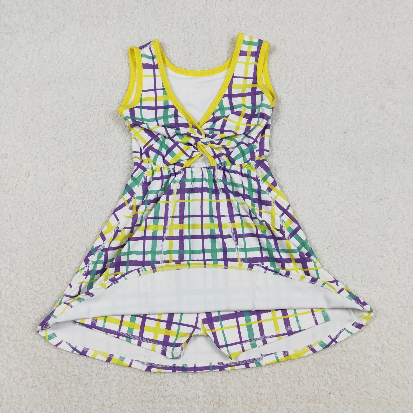Sibling Baby Girls Sleeveless Mardigras Yoga Active Shorts Knee Length Dresses