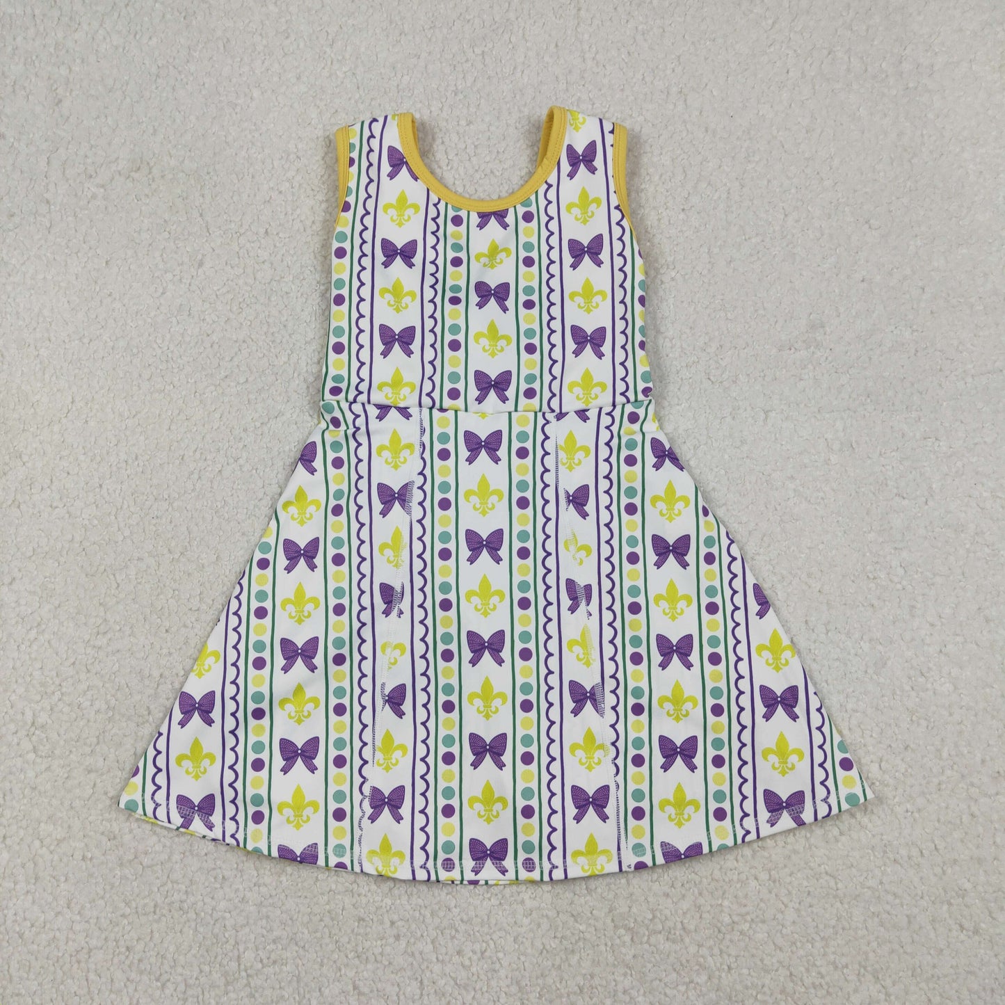 Sibling Baby Girls Sleeveless Mardigras Yoga Active Shorts Knee Length Dresses