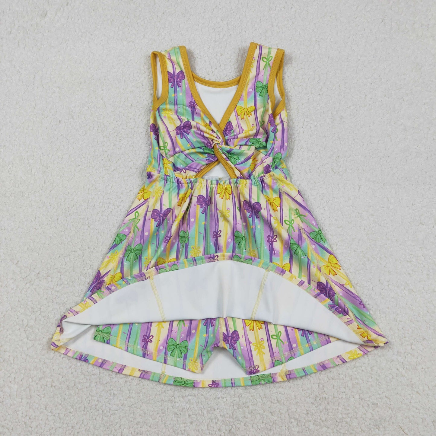 Sibling Baby Girls Sleeveless Mardigras Yoga Active Shorts Knee Length Dresses