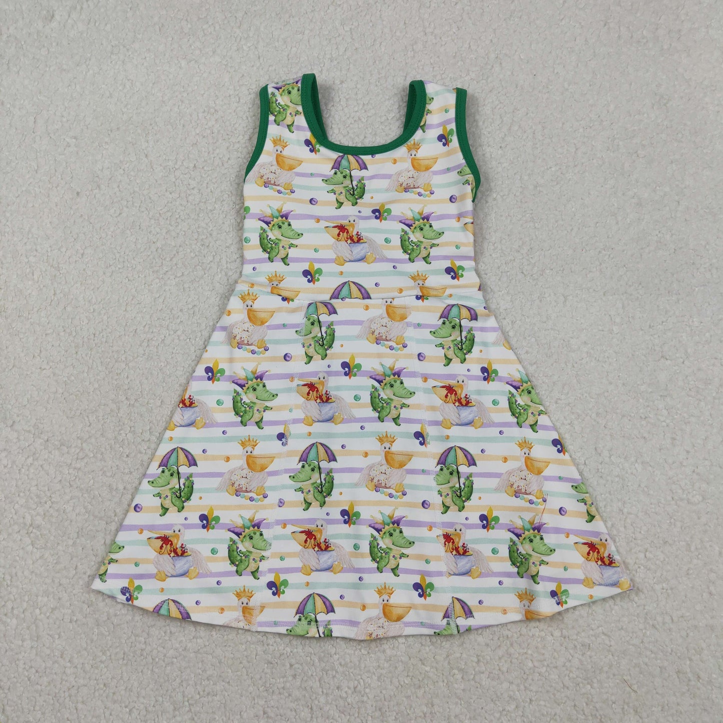 Sibling Baby Girls Sleeveless Mardigras Yoga Active Shorts Knee Length Dresses