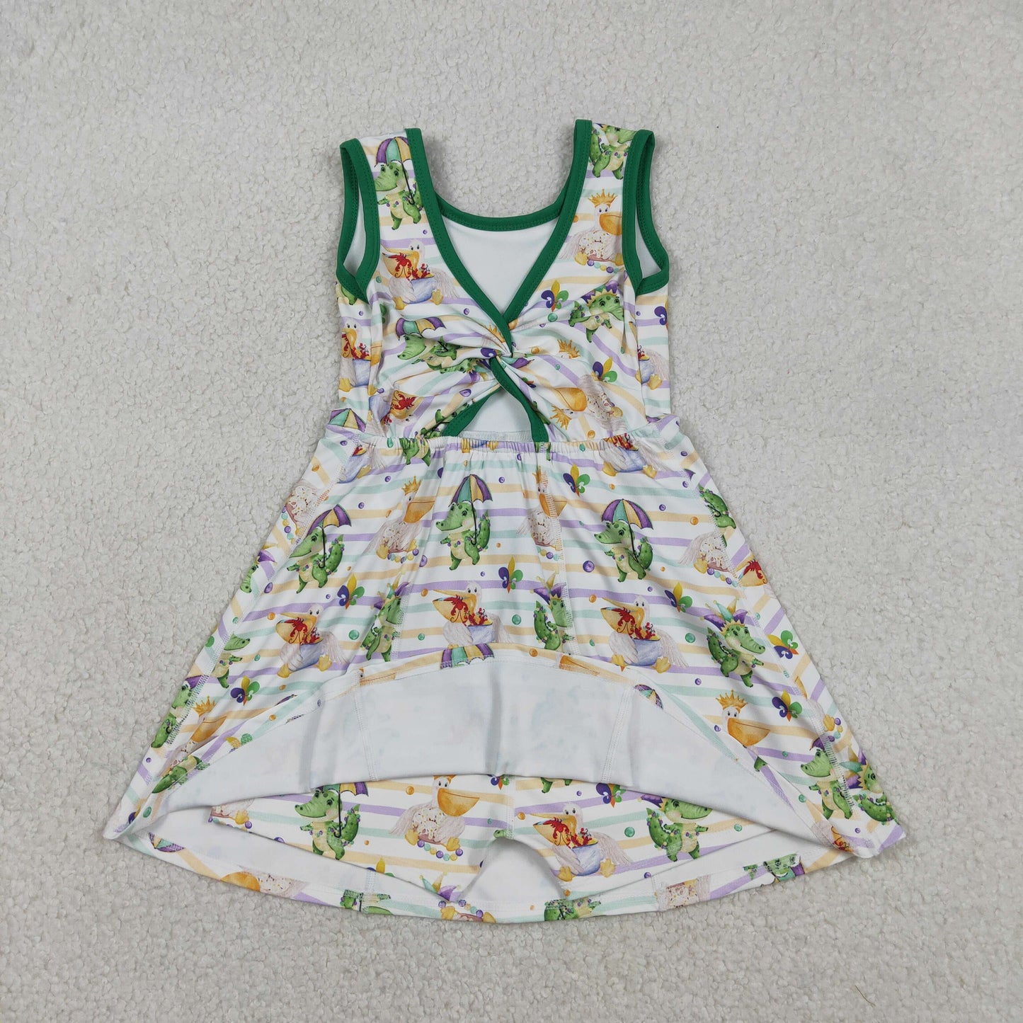 Sibling Baby Girls Sleeveless Mardigras Yoga Active Shorts Knee Length Dresses