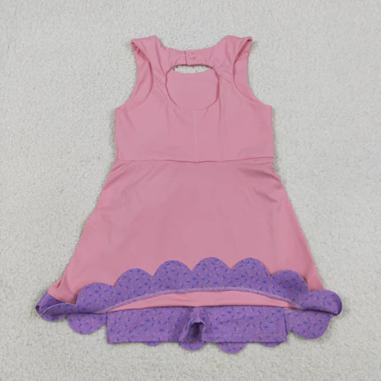 Sibling Baby Girls Sleeveless Bows Shorts Scallop Knee Length Dresses