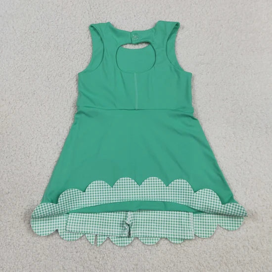 Sibling Baby Girls Sleeveless Bows Shorts Scallop Knee Length Dresses