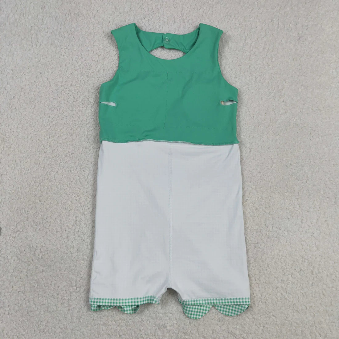 Sibling Baby Girls Green Checked Scallop Yoga Active Skirt Short Dress Clothes Sets