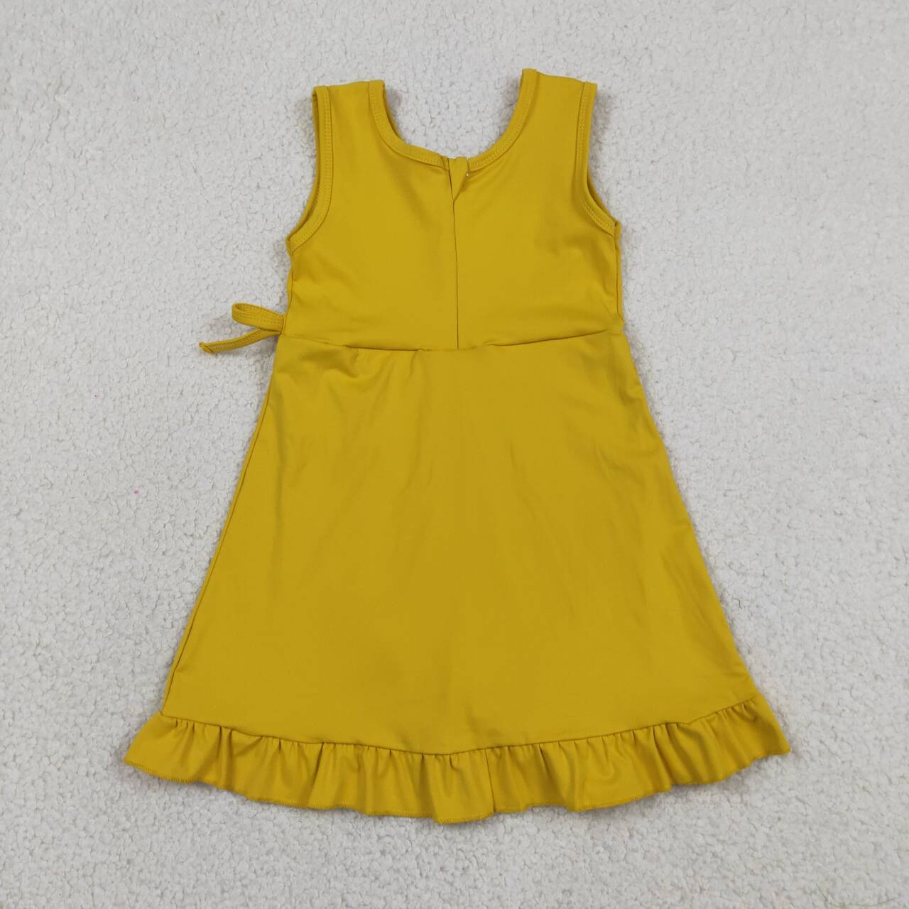GSD3031 Mustard Girls Zipper Ruffle Yoga Sleeveless Shorts Dress