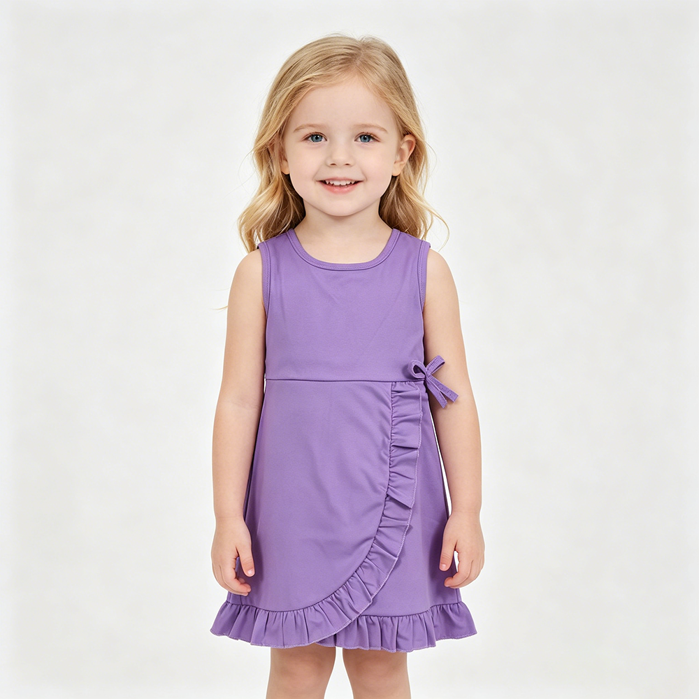4 Colors Baby Girls Ruffle Yoga Sleeveless Zipper Shorts Dresses Sisters Wear