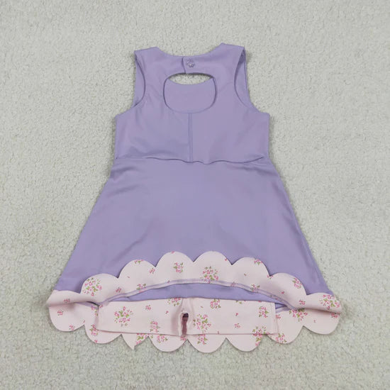 Sibling Baby Girls Sleeveless Bows Shorts Scallop Knee Length Dresses