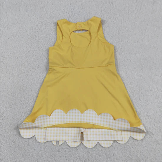 Sibling Baby Girls Sleeveless Bows Shorts Scallop Knee Length Dresses
