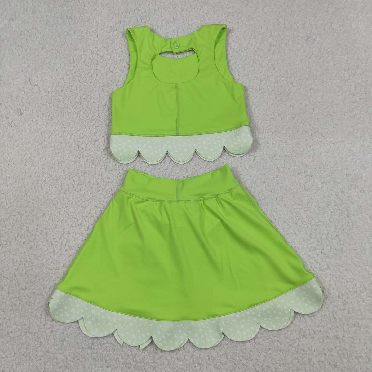 14 Colors Sibling Baby  Girls  Solid Color Tank Top Gingham Scallop Skort Active Outfit