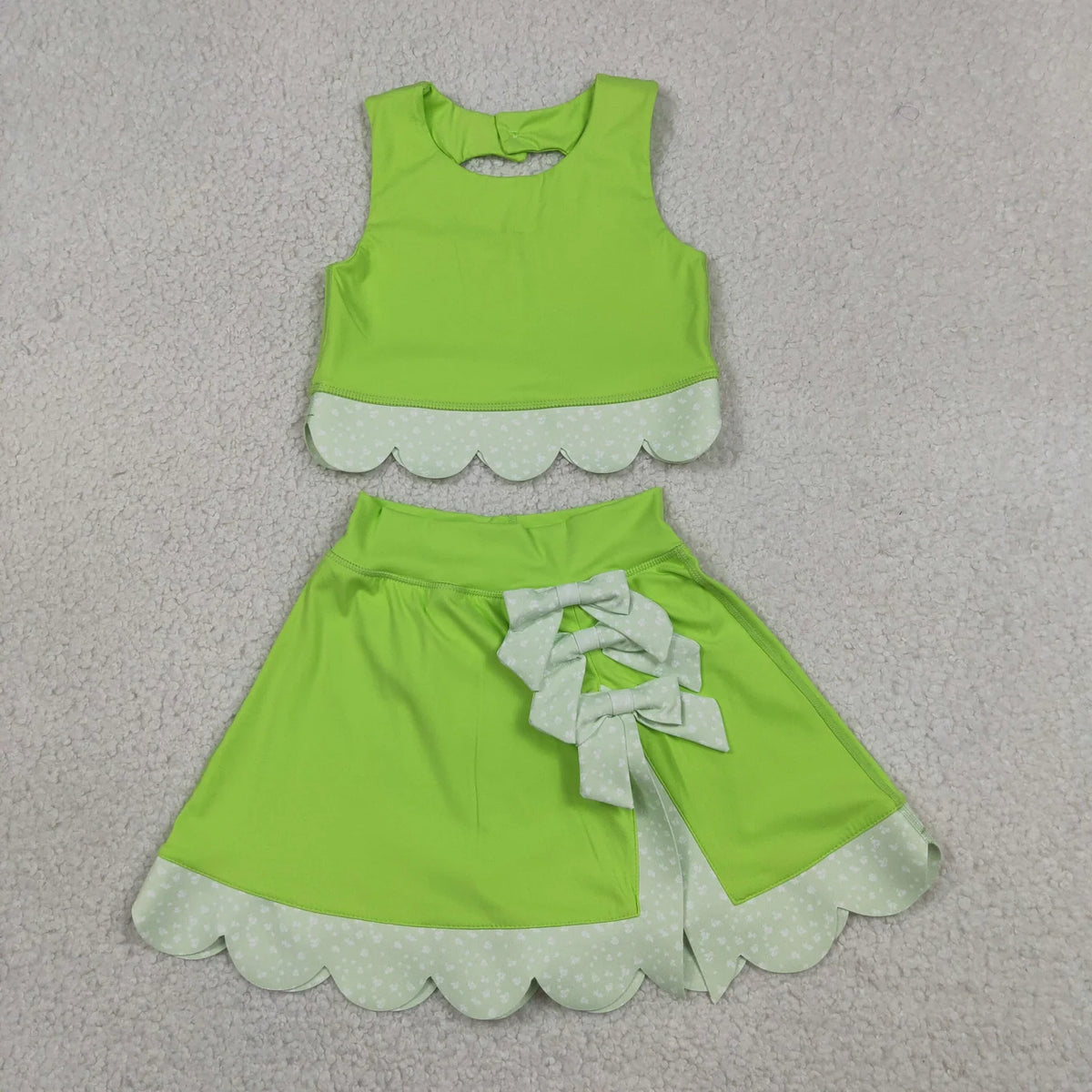 Sibling Baby  Girls  Solid Color Tank Top Gingham Scallop Skort Active Outfit