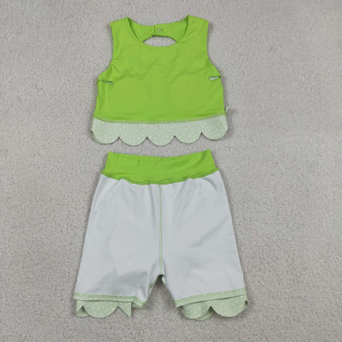 14 Colors Sibling Baby  Girls  Solid Color Tank Top Gingham Scallop Skort Active Outfit