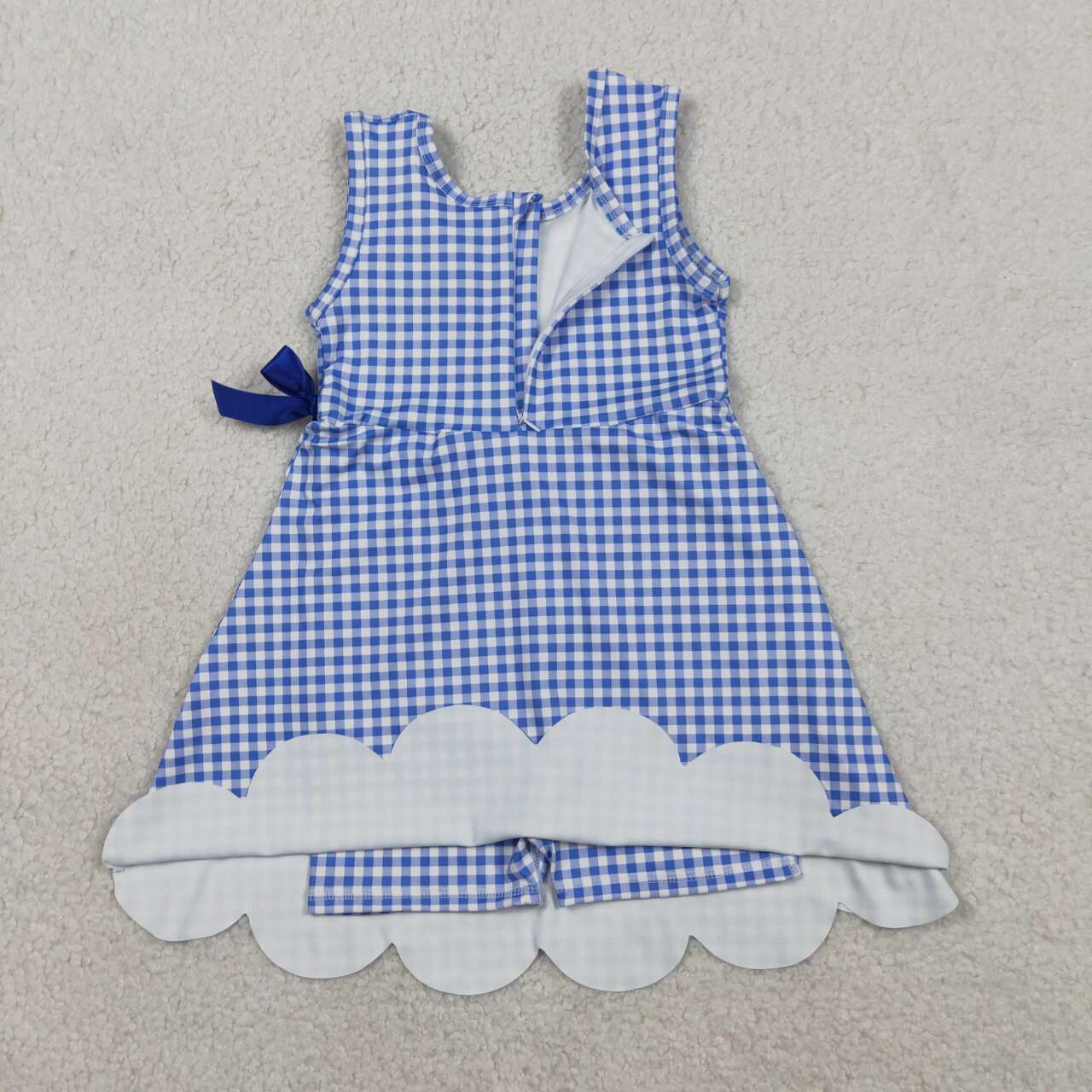 Sibling Baby Girls Blue Orange Gingham Sleeveless Active Dress