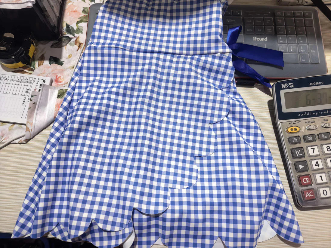 (In Production) Baby Girls Blue Gingham Sleeveless Ruffle Active Dress