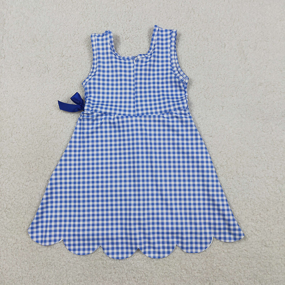 4 Colors Plaid Print Baby Girls Sleeveless Scallop Edge Shorts Yoga Dress Sisters Wear