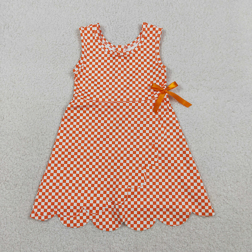 4 Colors Plaid Print Baby Girls Sleeveless Scallop Edge Shorts Yoga Dress Sisters Wear