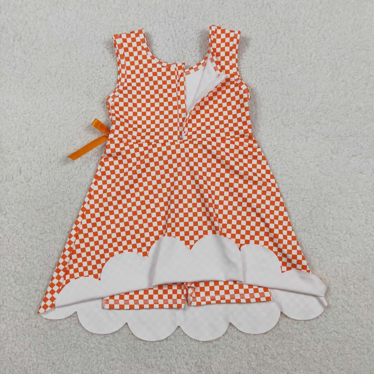 Sibling Baby Girls Blue Orange Gingham Sleeveless Active Dress