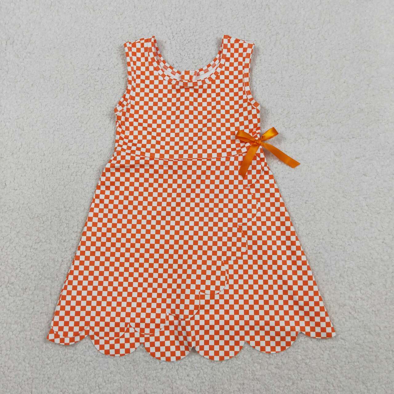 Sibling Baby Girls Blue Orange Gingham Sleeveless Active Dress