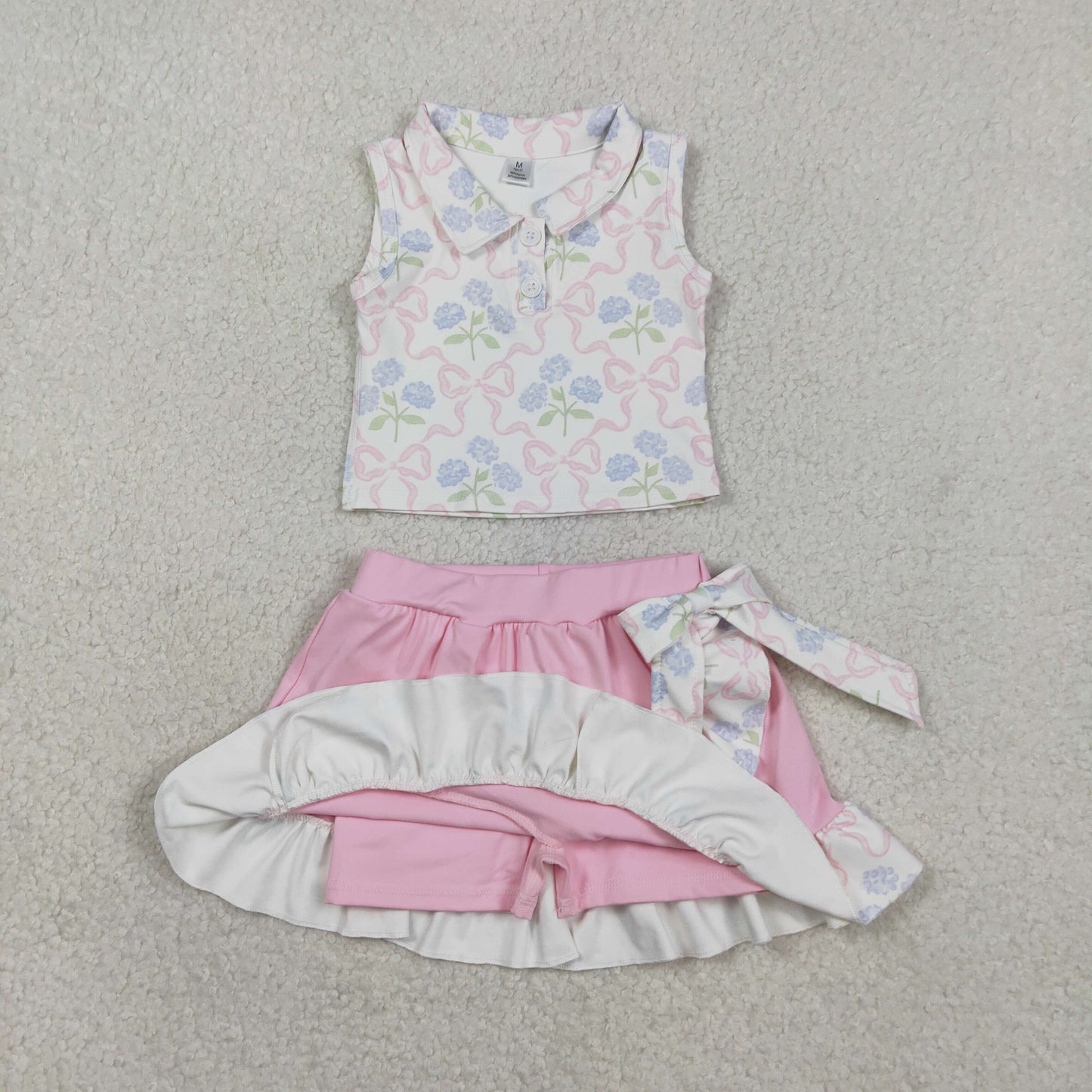 Sibling Baby Girls Bows Checked Button Vests Ruffle Skirt Shorts Yoga Active Clothes Sets