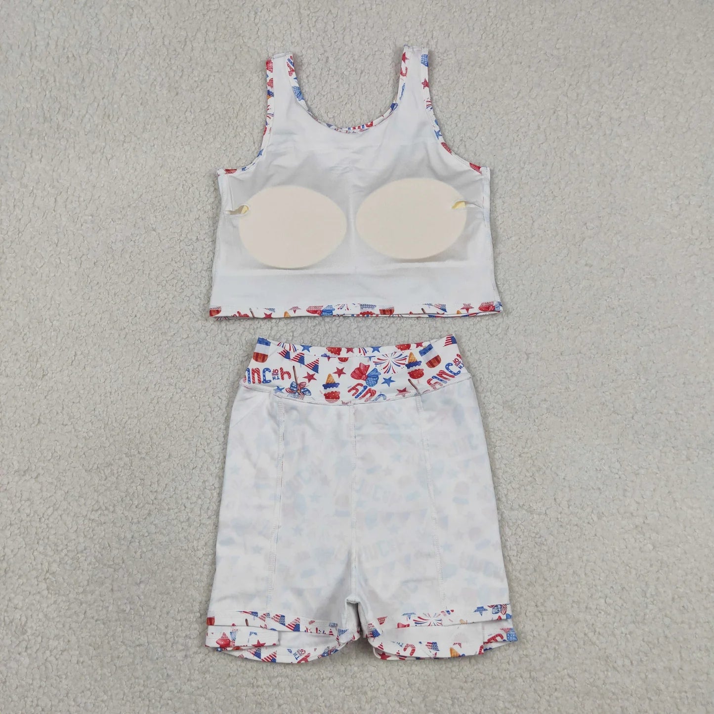 Sibling Baby Girls Flags Bows Vest Top Skirt Shorts 4th of July Yoga Active Clothes Sets