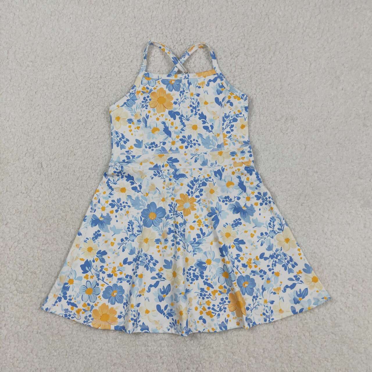 Girls Floral Halter Active Dress with Built-in Shorts - Toddler Summer Sporty Skort